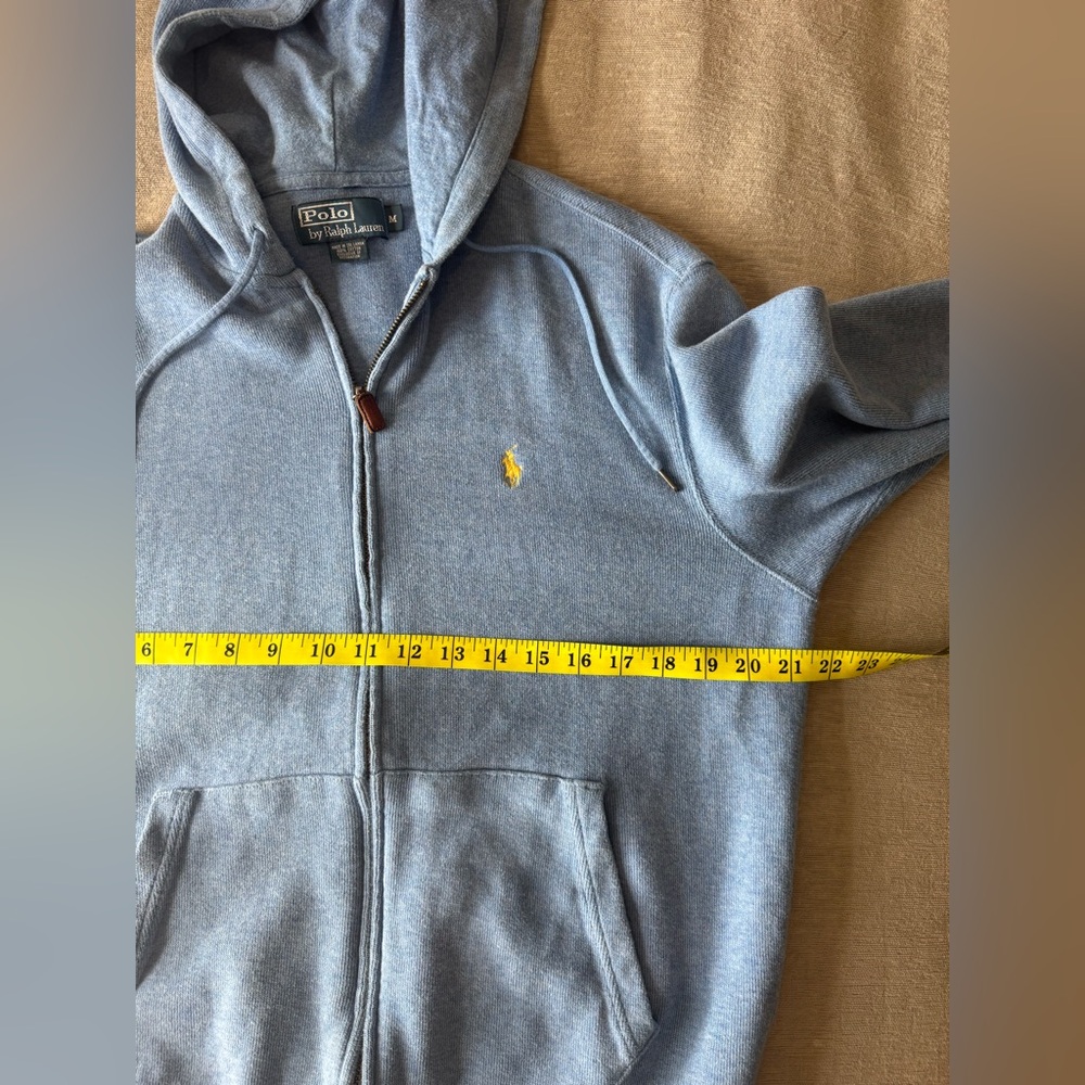 Polo Ralph Lauren Blue Full Zip Hoodie Sweater | Cotton Knit | Size M - Picture 9 of 10